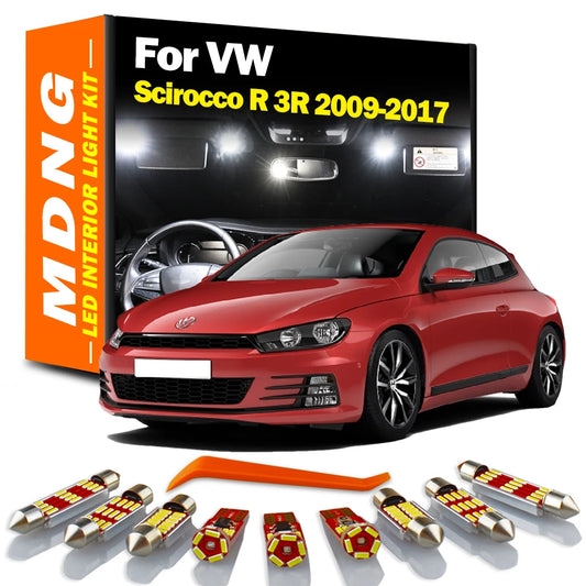 MDNG 11Pcs Canbus For VW Volkswagen Scirocco R 2009 2010 2011 - 2014 2015 2016 2017 LED Interior Trunk Reading Bulbs Light Kit