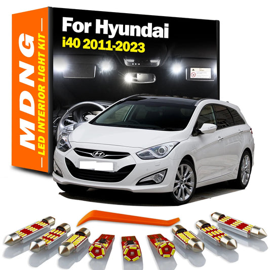 MDNG 19Pcs For Hyundai i40 Sedan Wagon CW 2011-2016 2017 2018 2019 2020 2021 2022 2023 Interior LED Bulb Trunk Plate Light Kit