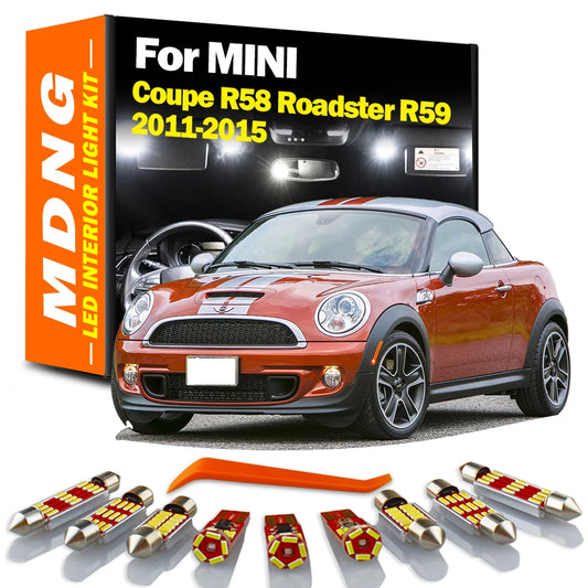 MDNG 10Pcs Canbus LED Interior Door Map Dome Light Kit For MINI Coupe R58 Roadster R59 2011- 2014 2015 Car Bulbs Accessories