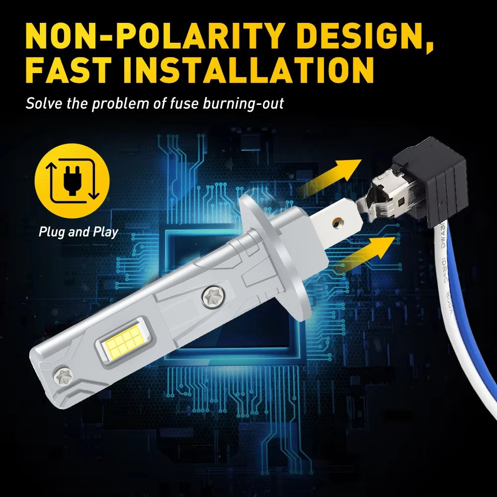 2/4Pcs 360W Bulb Car Headlight H1 H7 LED Lamp Plug and Play 6000K High Bright Light For OPEL VECTRA C 2006 2007 2008 2009