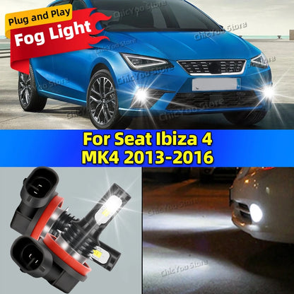LED Car Fog Light Bulbs Lamp Auto Accessories For Seat Ibiza 4 MK4 2013 2014 2015 2016 20000LM Ultra Bright Plug and Play