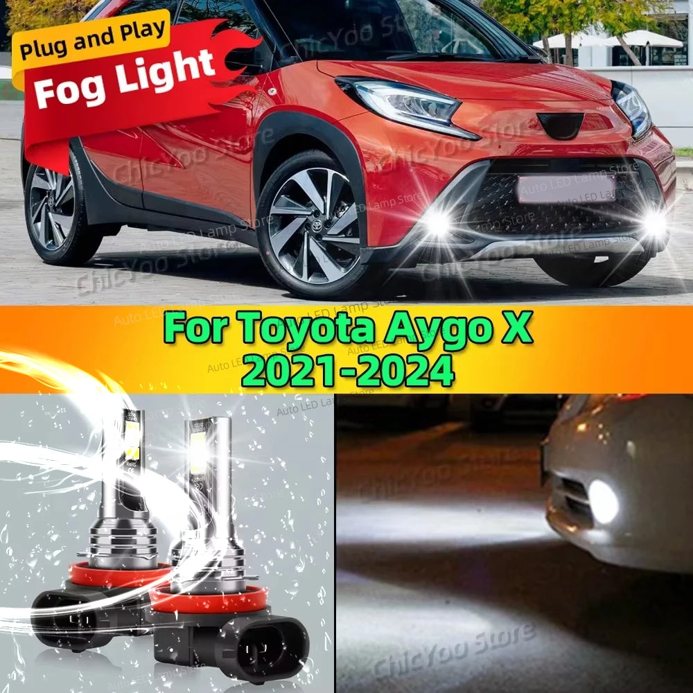 2Pcs Front Fog Light Canbus LED Bulb 12V 6000K Accessories Lamp For Toyota Aygo X 2021 2022 2023 2024 Plug and Play
