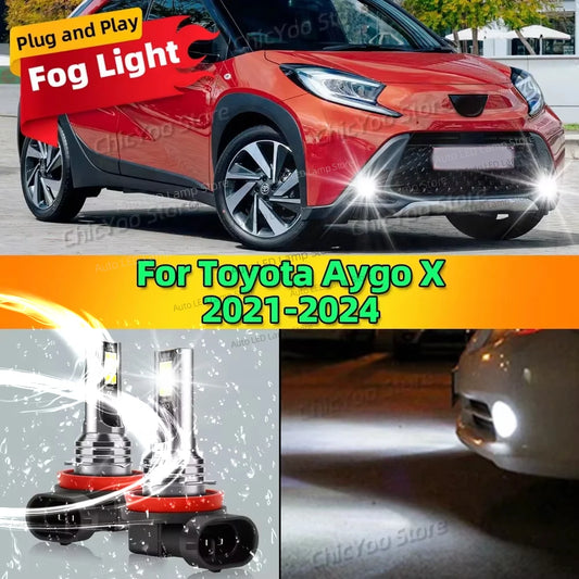 2Pcs Front Fog Light Canbus LED Bulb 12V 6000K Accessories Lamp For Toyota Aygo X 2021 2022 2023 2024 Plug and Play