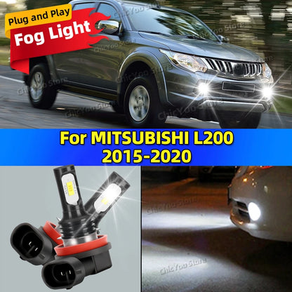 2X LED Car Light Front Fog Lamp Bulb 20000LM Ultra Bright For MITSUBISHI L200 2015 2016 2017 2018 2019 2020 Plug and Play