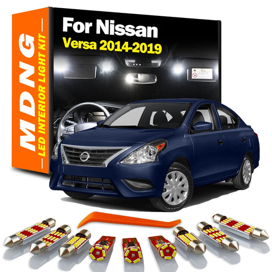 MDNG 10Pcs Canbus Car Interior LED Light Kit For Nissan Versa 2014 2015 2016 2017 2018 2019 Trunk Dome Map License Plate Lamp