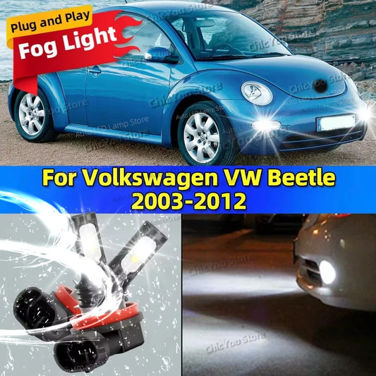2X LED Car Light Front Fog Lamp Bulb 20000LM Ultra Bright For Volkswagen VW Beetle 2003 2004 2005 2006 2007 2008 2009 2010 2012