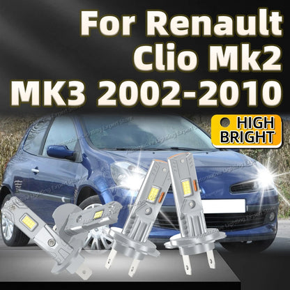2/4Pcs LED Headlight Bulb Canbus Car Light Fanless Auto Lamp For Renault Clio Mk2 MK3 2002 09 2010 2003 2004 2005 2006 2007 2008