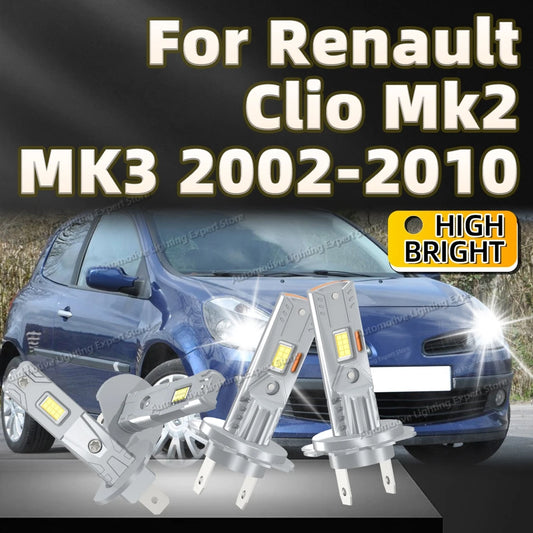 2/4Pcs LED Headlight Bulb Canbus Car Light Fanless Auto Lamp For Renault Clio Mk2 MK3 2002 09 2010 2003 2004 2005 2006 2007 2008