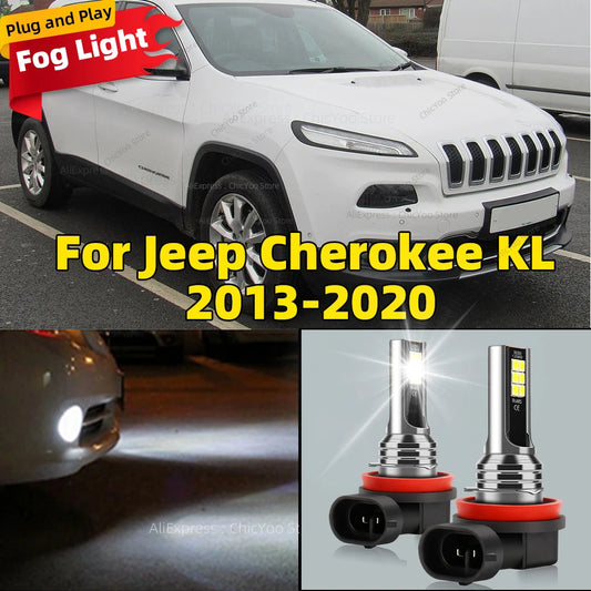 2Pcs 6000K LED Lamp Car Front Fog Light H8 H9 H11 Accessories For Jeep Cherokee KL 2013 2014 2015 2016 2017 2018 2019 2020