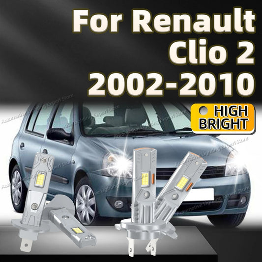 2/4Pcs Upgraded LED Light Bulb 6000K Non-Polarity Headlight For Renault Clio 2 2002 2003 2004 2005 2006 2007 2008 2009 2010