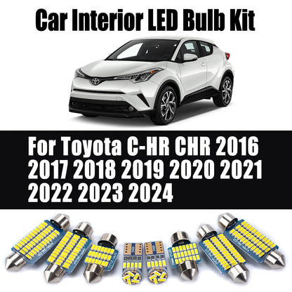 10Pcs For Toyota C-HR CHR 2016 2017 2018 2019 2020 2021 2022 2023 2024 Car Reading Bulb Accessories LED Interior Trunk Light Kit