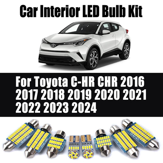 10Pcs For Toyota C-HR CHR 2016 2017 2018 2019 2020 2021 2022 2023 2024 Car Reading Bulb Accessories LED Interior Trunk Light Kit