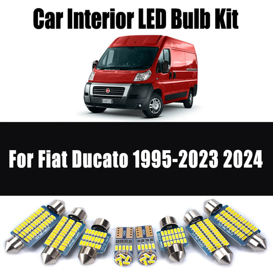 12pcs Canbus Car LED Interior Trunk Map Dome Glove box Light Ceiling Bulbs Kit For Fiat Ducato 1995-2022 2023 2024 Accessories