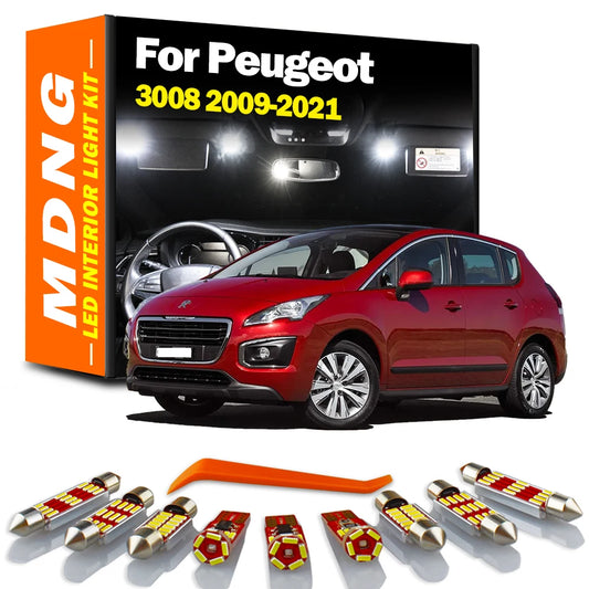 Canbus LED Interior Sun Visor Light Car Bulbs Kit For Peugeot 3008 2009-2015 2016 2017 2018 2019 2021 Reading License Plate Lamp