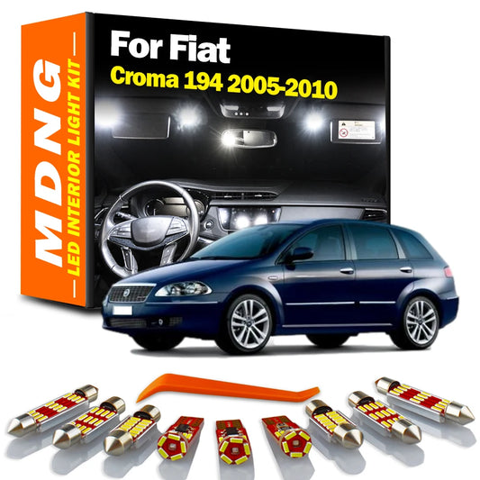 MDNG 18Pcs Vehicle Indoor Lamp For Fiat Croma 194 2005 2006 2007 2008 2009 2010 LED Interior Dome Map Light Kit Car Accessories