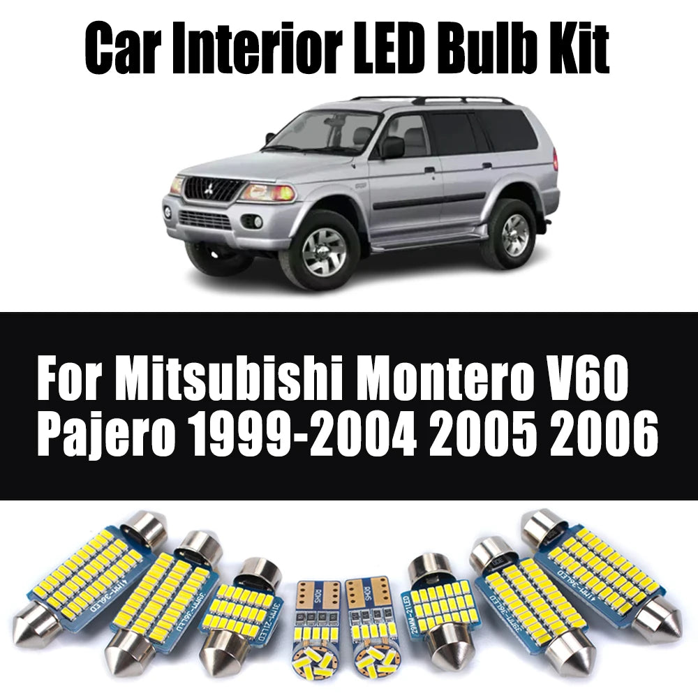 16Pcs For Mitsubishi Montero V60 Pajero 1999-2004 2005 2006 Ceiling Dome Trunk License Plate Lamp Canbus LED Interior Light Kit