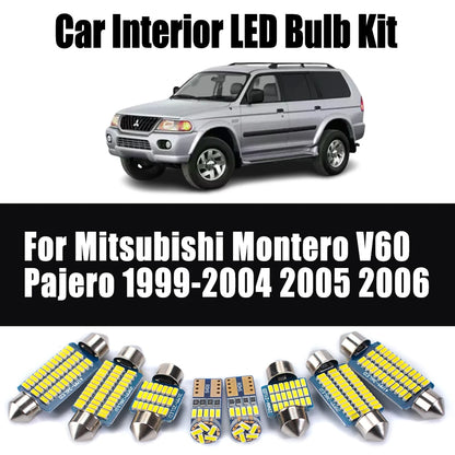 16Pcs For Mitsubishi Montero V60 Pajero 1999-2004 2005 2006 Ceiling Dome Trunk License Plate Lamp Canbus LED Interior Light Kit