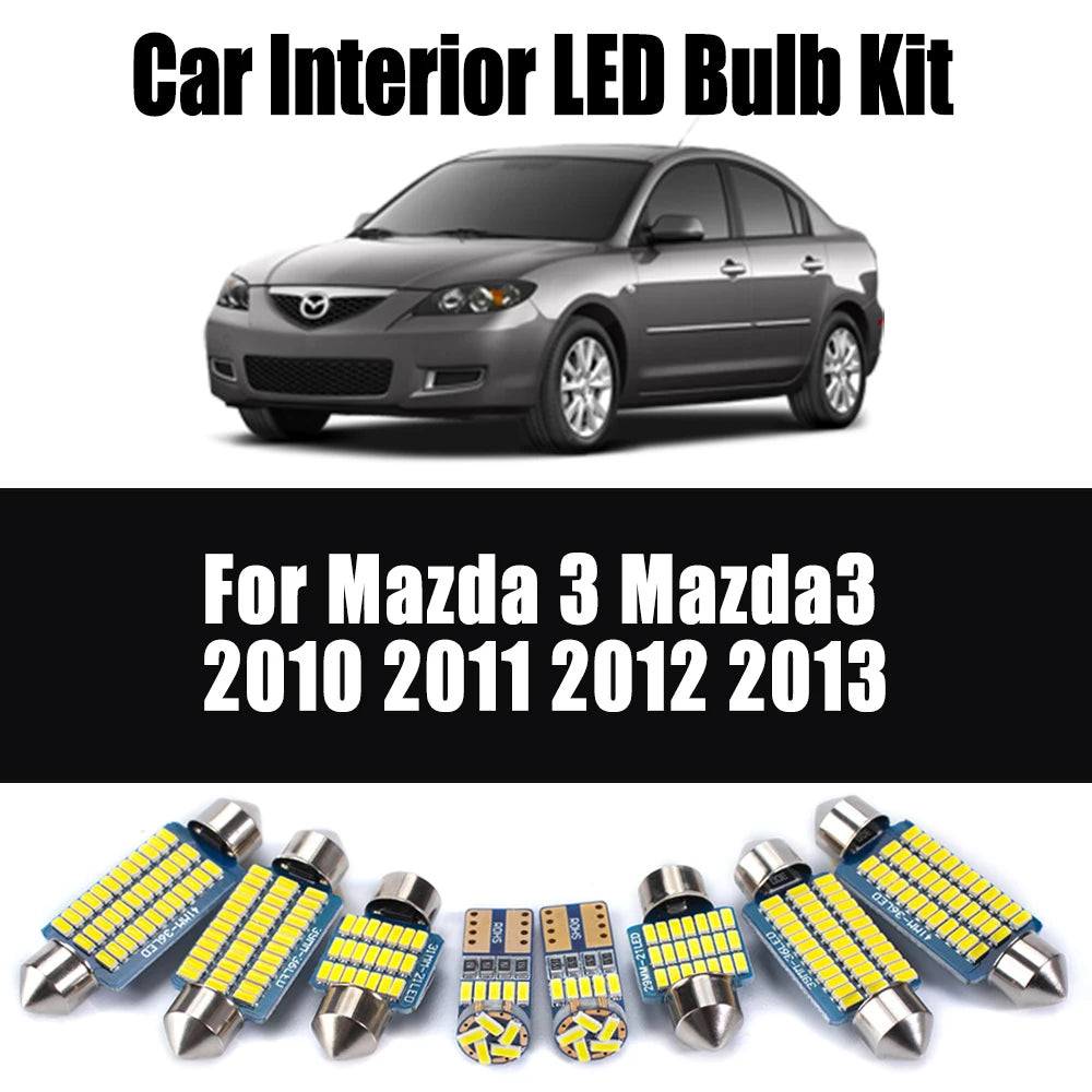 11Pcs Canbus Car Accessories For Mazda 3 Mazda3 2010 2011 2012 2013 Vehicle Bulbs LED Interior Reading Dome Light Kit No Error