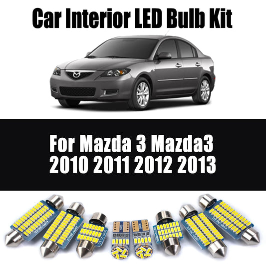 11Pcs Canbus Car Accessories For Mazda 3 Mazda3 2010 2011 2012 2013 Vehicle Bulbs LED Interior Reading Dome Light Kit No Error