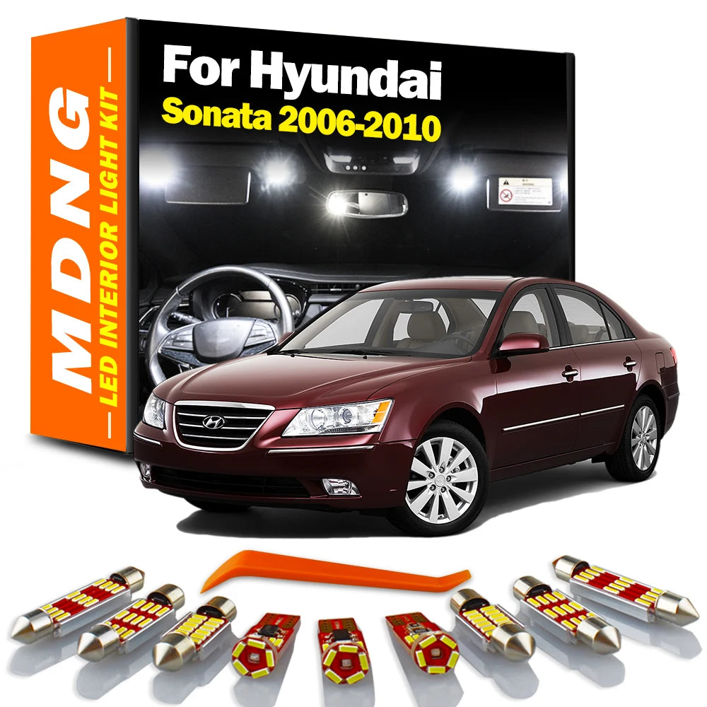 MDNG 14Pcs LED Interior Map Dome Reading Trunk Light Kit For Hyundai Sonata 2006 2007 2008 2009 2010 Car LED Bulbs Accessories