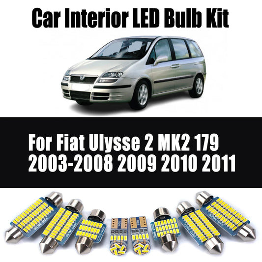 16Pcs Canbus For Fiat Ulysse 2 MK2 179 2003- 2008 2009 2010 2011 Map Dome Luggage LED Interior Car Door Ceiling Bulb Light Kit