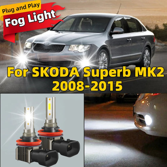 2pcs H9 LED Fog Light Blub H8 H11 Lamp Canbus 6000K Light 80W For SKODA Superb MK2 2008 2009 2010 2011 2012 2012 2014 2015