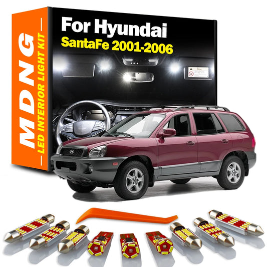 MDNG 7Pcs Canbus For Hyundai Santafe Santa Fe 2001 2002 2003 2004 2005 2006 Car Bulbs LED Interior Map Dome Light Kit No Error