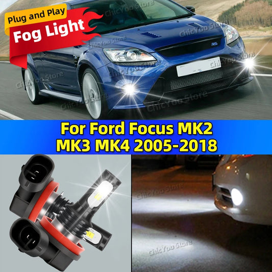LED Car Fog Light Bulbs Lamp For Ford Focus MK2 MK3 MK4 2005-2018 2009 2010 2011 2012 2013 20000LM Ultra Bright Plug and Play