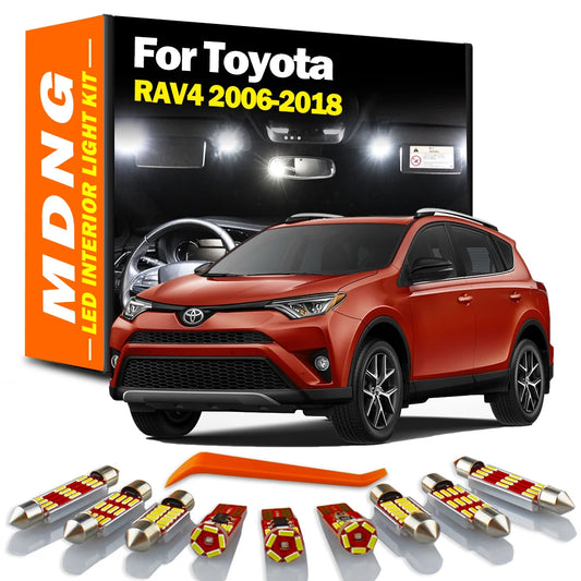 MDNG 10Pcs LED Bulbs Interior Dome Reading License Plate Light Kit For Toyota RAV4 2006 2008- 2011 2012 2014 2015 2016 2017 2018