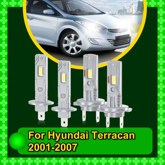 2/4Pcs For Hyundai Terracan 2001 2002 2003 2004 2005 2006 2007 LED 6000K High Low Beam Headlight Bulbs 30000LM Wireless Lamps