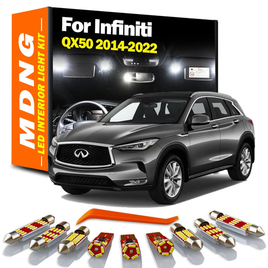Car Bulbs For Infiniti QX50 2014 2015 2016 2017 2018 2019 2020 2021 2022 LED Interior Map Dome Footwell Light Kit Accessories