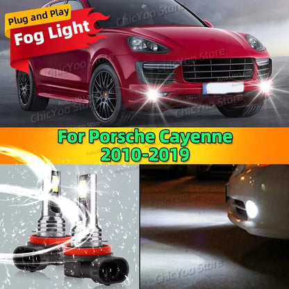 2Pcs 6000K LED Fog Light Lamp Car Front Accessories For Porsche Cayenne 2010 2011 2012 2013 2014 2015 2016 2017 2018 2019