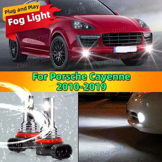 2Pcs 6000K LED Fog Light Lamp Car Front Accessories For Porsche Cayenne 2010 2011 2012 2013 2014 2015 2016 2017 2018 2019