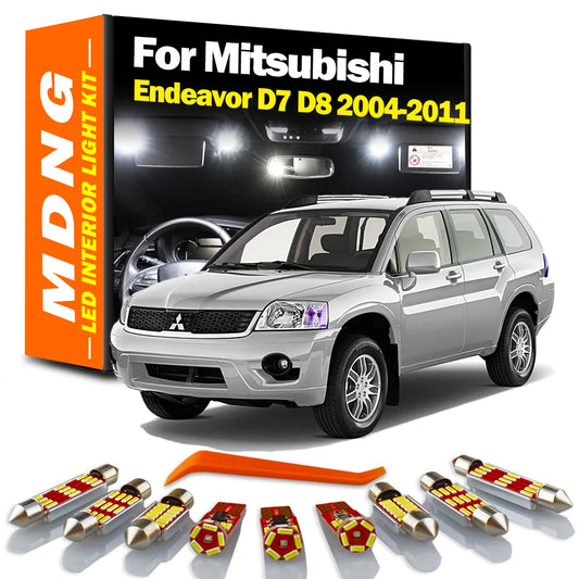 MDNG 17Pcs Canbus For Mitsubishi Endeavor D7 D8 2004- 2009 2010 2011 LED Interior Map Dome Sun Visor Light Kit Car Plate Bulbs