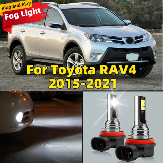 2Pcs 6000K LED Lamp Car Front Fog Light H8 H9 H11 Accessories For Toyota RAV4 2015 2016 2017 2018 2019 2020 2021