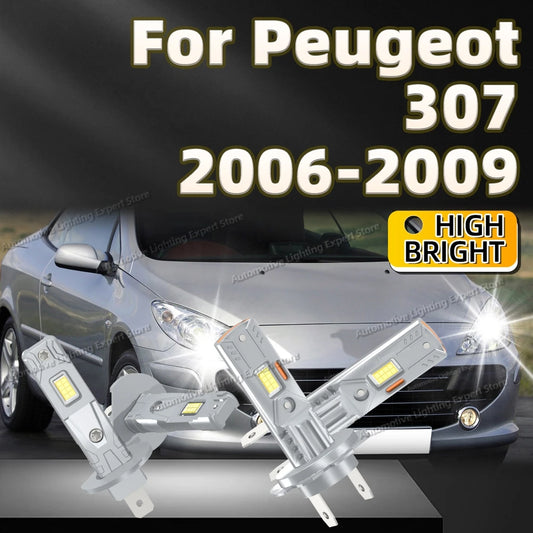 2/4Pcs High Power LED Headlight 25000LM 6000K Car Lamps Super Bright Plug and Play For Peugeot 307 2006 2007 2008 2009
