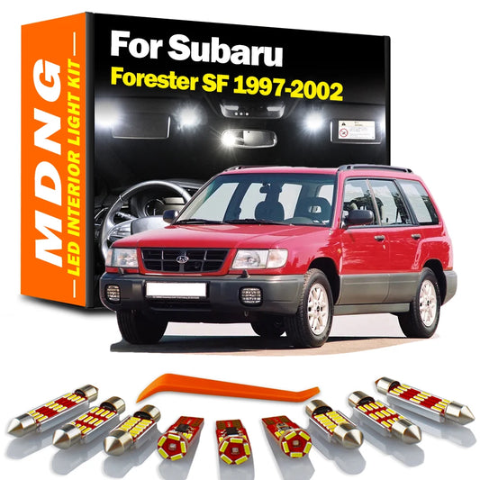 MDNG 8Pcs LED Interior Dome Map Trunk Indoor Light Kit For Subaru Forester SF 1997 1998 1999 2000 2001 2002 Car Reading Bulbs