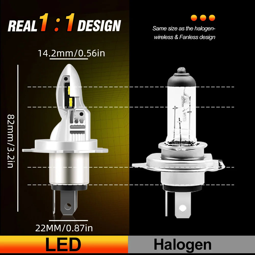1pcs H4 LED Motorcycle Headlight 15000lm Moto Bulbs HiLo Beam 6000K Wireless Plug and Play For Yamaha MT07 MT03 MT09