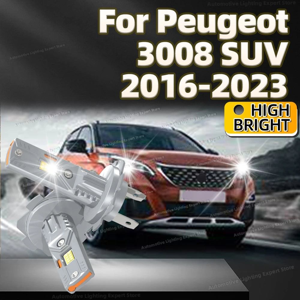 2Pcs LED Headlights Canbus Car Lamp Fanless 30000LM Super Bright Light Bulbs For Peugeot 3008 SUV 2016 2017 2018 2019 2020 2021