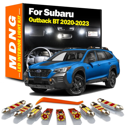 MDNG 10Pcs Canbus For Subaru Outback 2020 2021 2022 2023 LED Interior Map Dome Door Light Kit No Error Car Bulbs Accessories