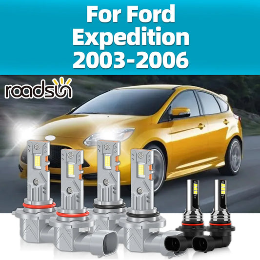2/6Pcs LED Car Headlights Bulbs 6000K Fog Lights For Ford Expedition 2003 2004 2005 2006 Auto Front CSP Headlamps 30000LM 12V