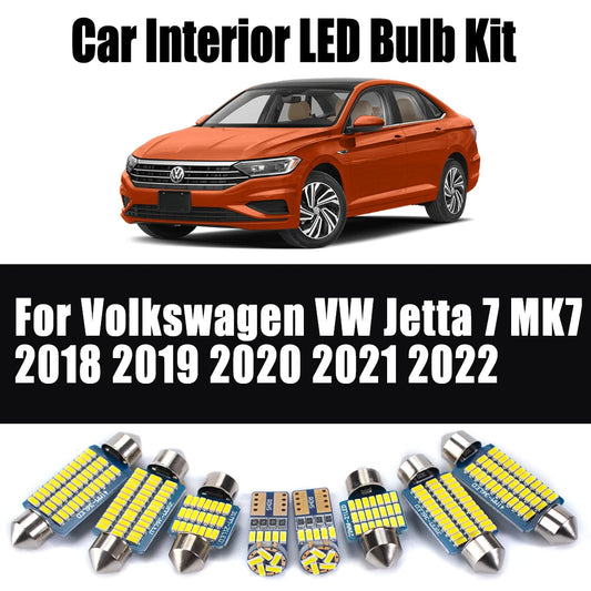 11Pcs Canbus Car Bulbs Kit For Volkswagen VW Jetta 7 MK7 2018 2019 2020 2021 2022 LED Vanity Mirror Interior Trunk Dome Light