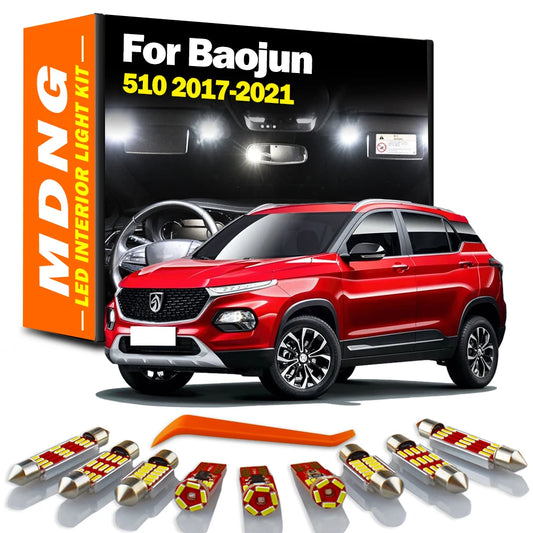 MDNG 7Pcs Canbus Vehicle Interior LED Light Kit For Baojun 510 2017 2018 2019 2020 2021 Car Accessories Dome Reading Trunk Bulb