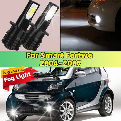 2X LED Car Light Front Bulb Fog Lamp 20000LM Ultra Bright Plug and Play in 5 Minutes For Smart Fortwo 2004 2005 2006 2007