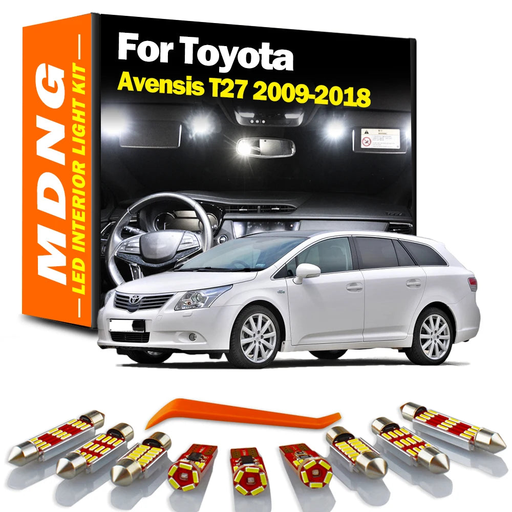 MDNG 14Pcs LED Interior Map Dome Car Light Kit For Toyota Avensis T27 2009 2010 2011- 2015 2016 2017 2018 Sunvisor Signal Lamp