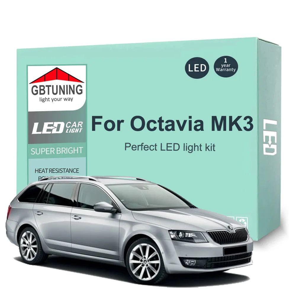 14Pcs Canbus LED Interior Light Bulb Kit For Skoda Octavia MK3 3 5E 5E3 5E5 RS Sedan Estate 2012-2017 Car Reading Trunk Lamp