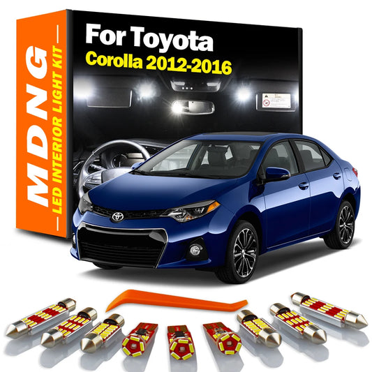 MDNG 9Pcs LED Interior Light Kit For Toyota Corolla 2012 2013 2014 2015 2016 Canbus Car Bulbs Dome Map Reading Trunk Lamp