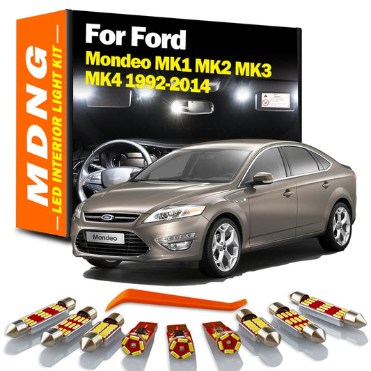 MDNG LED Interior Reading Light Kit For Ford Mondeo MK1 MK2 MK3 MK4 1992-2010 2011 2012 2013 2014 Canbus Car License Plate Bulbs