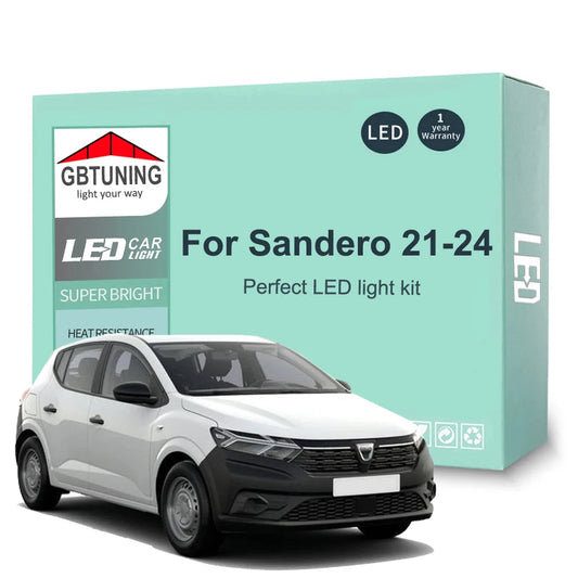 10Pcs Car Accessories For Dacia Sandero III 3 MK3 2021-2024 Canbus Vehicle Dome Trunk License Plate LED Interior Light Bulb Kit
