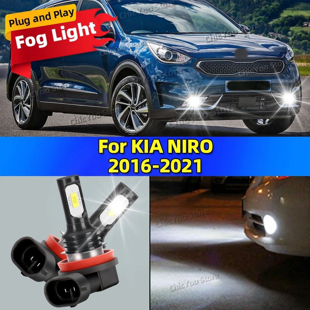 2x 6000K Front Fog Light Accessories LED Bulb 20000LM Ultra Bright Lamp For KIA NIRO 2016 2017 2018 2019 2020 2021